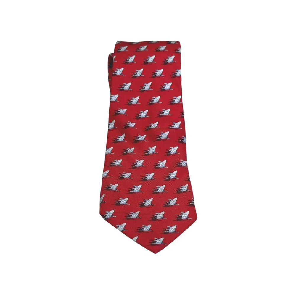 Vineyard Vines Custom Collection Red Shark‎ Print Silk Blend Necktie